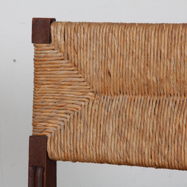 Set of 6 oak rush chairs, French work, 1950.