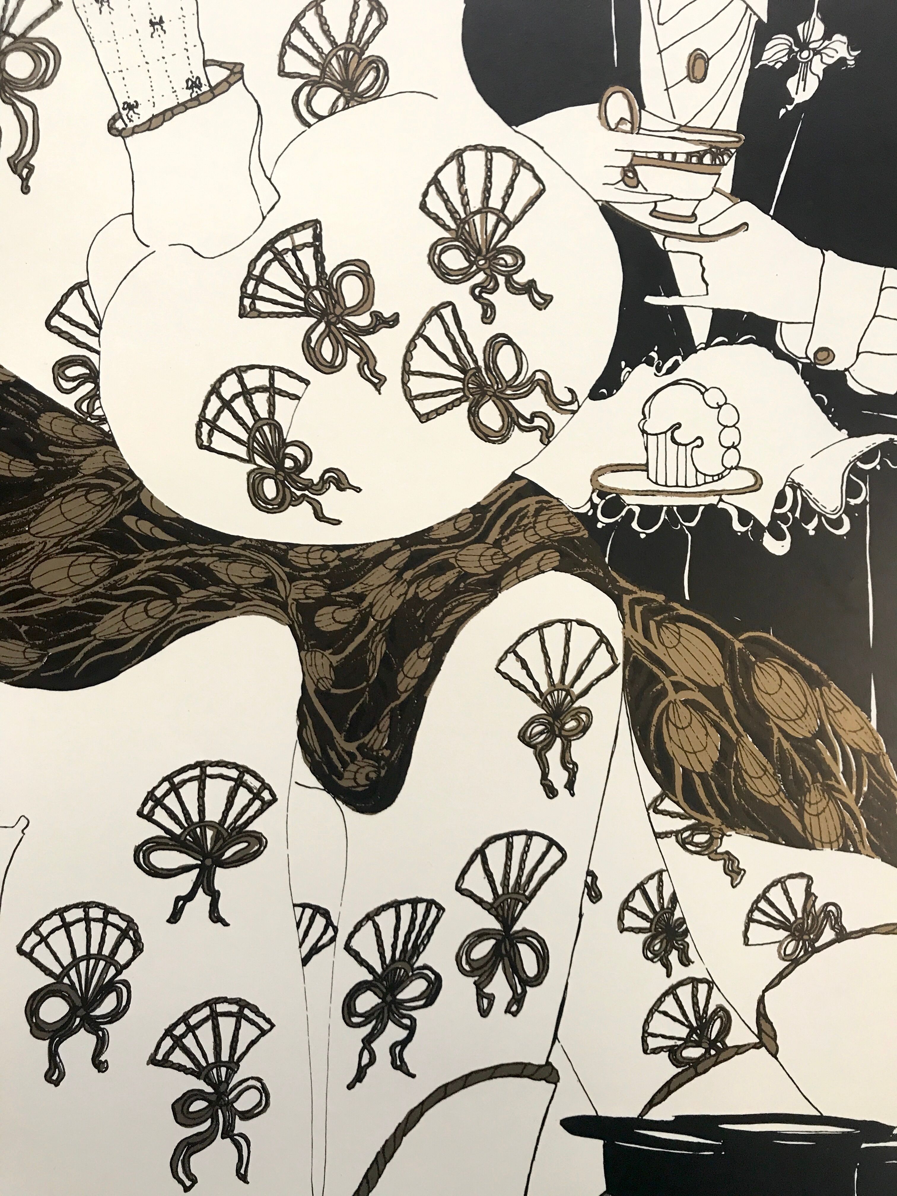 Original silkscreen print in black and gold by melinda patton, james mayor gallery, 1984 marcel proust