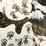 Original silkscreen print in black and gold by melinda patton, james mayor gallery, 1984 marcel proust