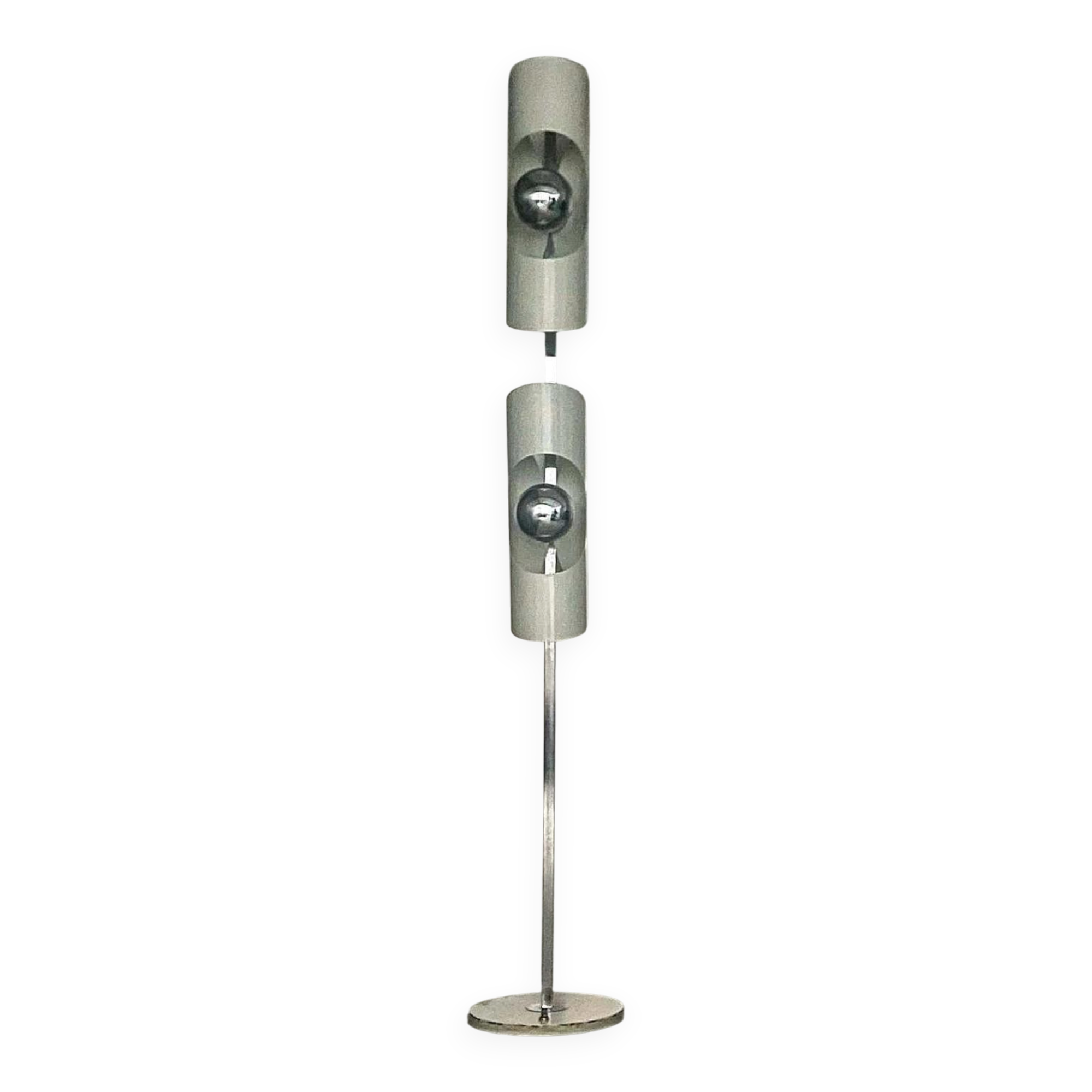Vintage Space Age Floor Lamp in Steel and Chrome , 1970's Italian Floor lamp