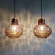 Pair of honeycomb smoked glass pendants, Glasshütte Limburg, 1970