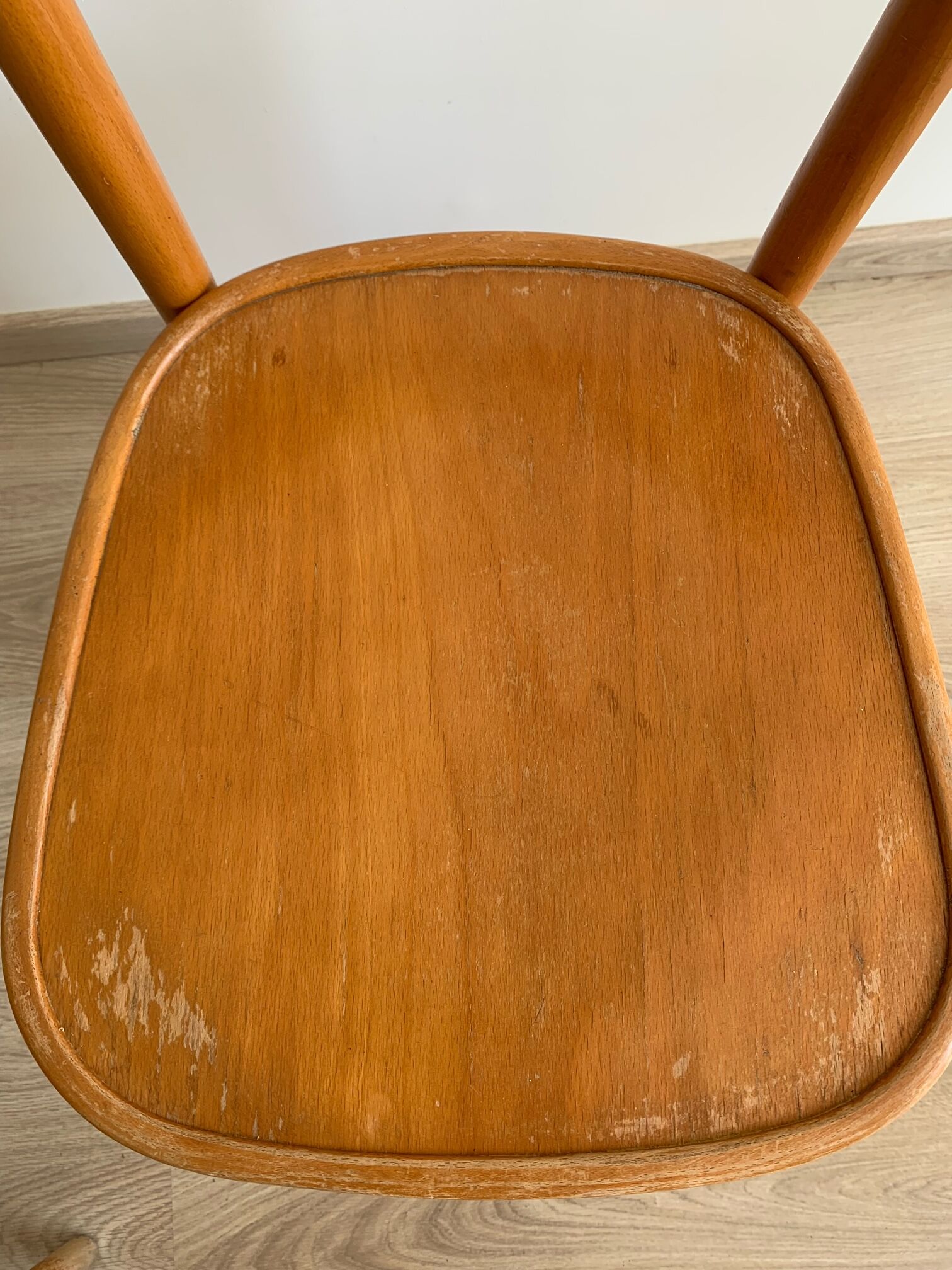 Set of 4 vintage wooden bistro chairs