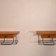 Scandinavian vintage hanging bedside pair in teak and metal