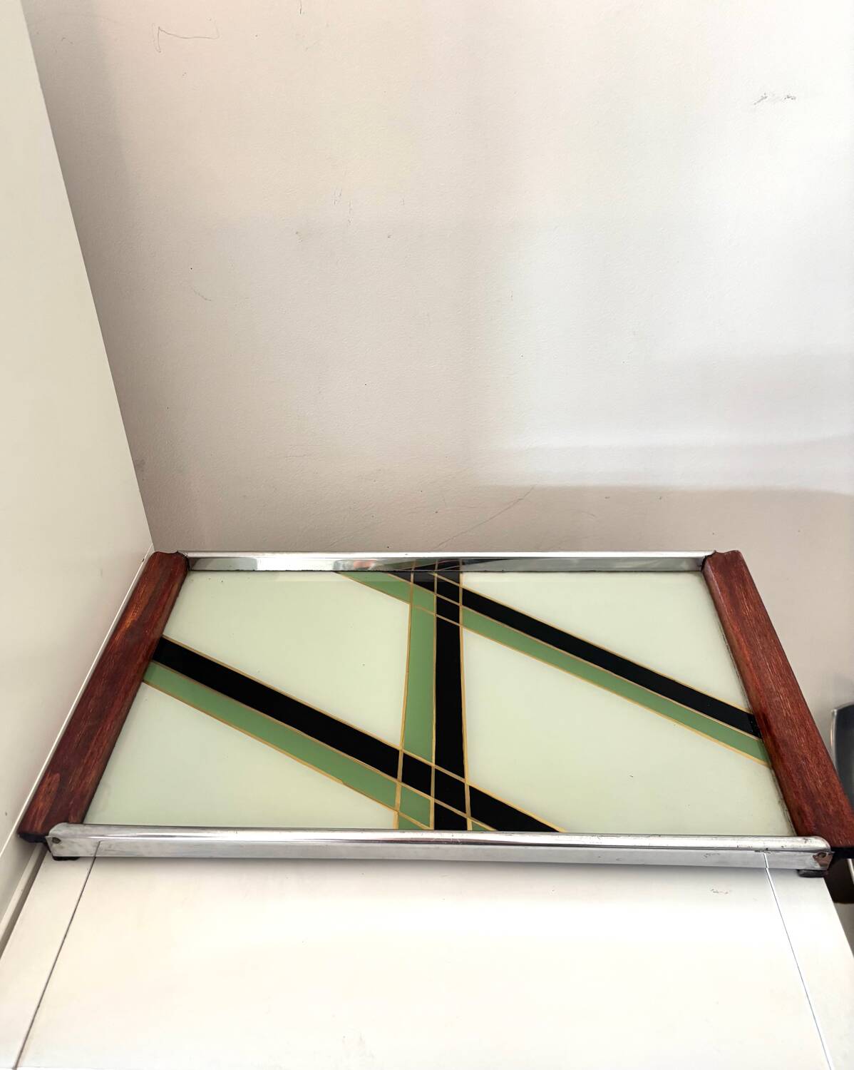 Plateau Art Déco vert menthe italien 1930