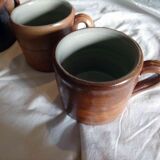 Vintage 4 cups or mugs with handles in sandstone glossy for beer? cider?
