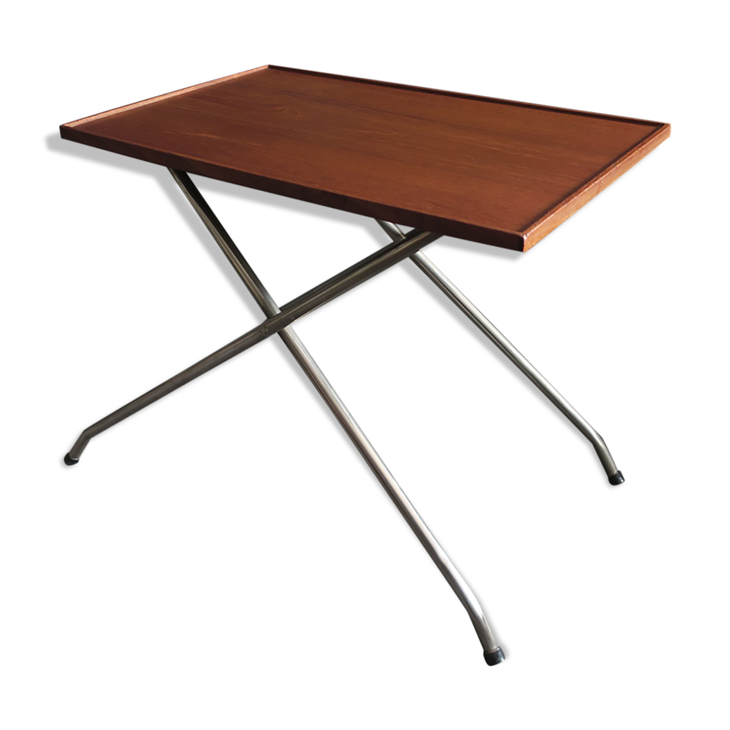 Danish teak and aluminium adjustable wine table, 1960s