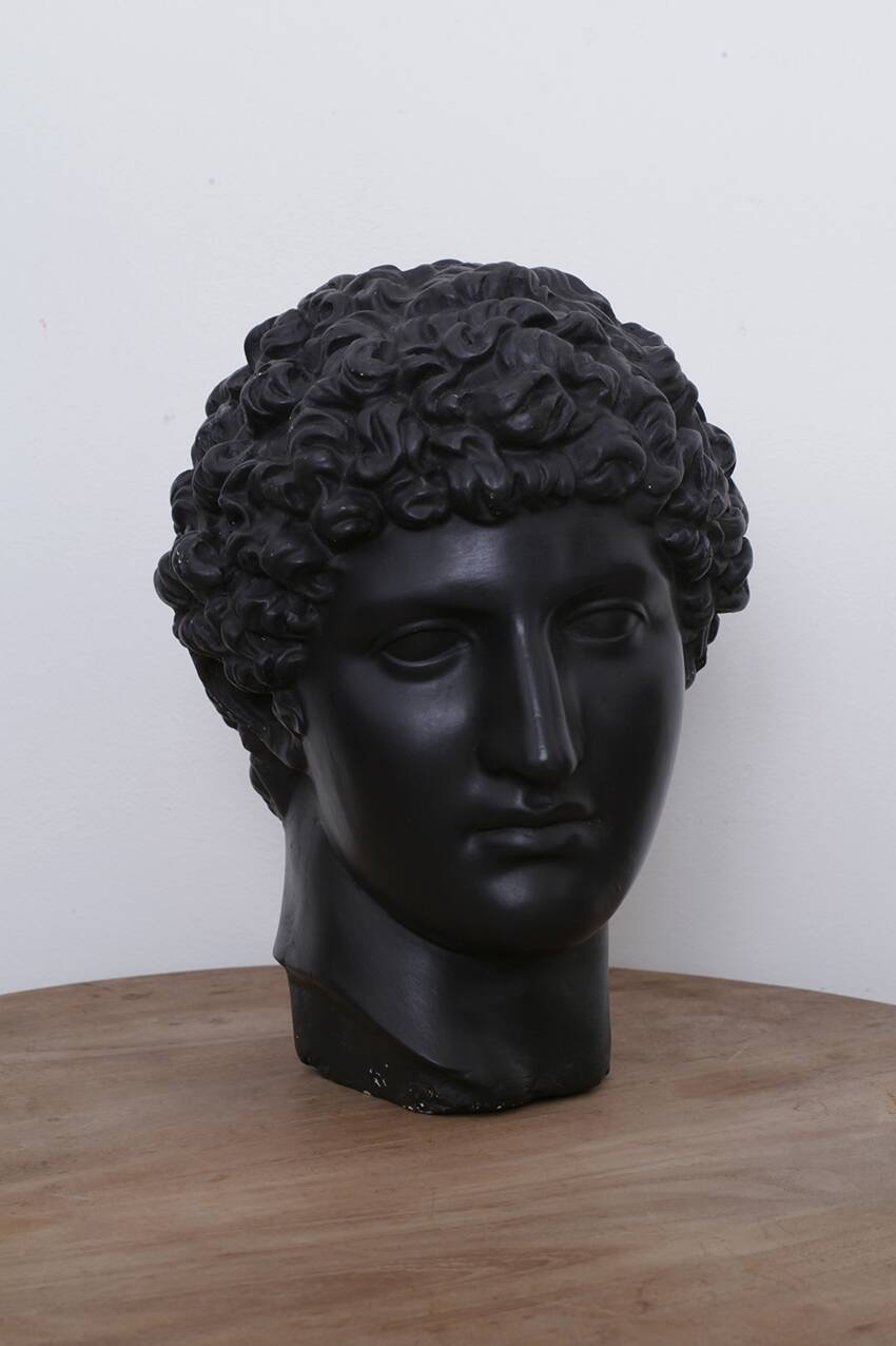Greek head in waxed black plaster