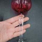 Set of 8 Roemer wine glasses in colored crystal Val Saint Lambert Mod "Saumur"