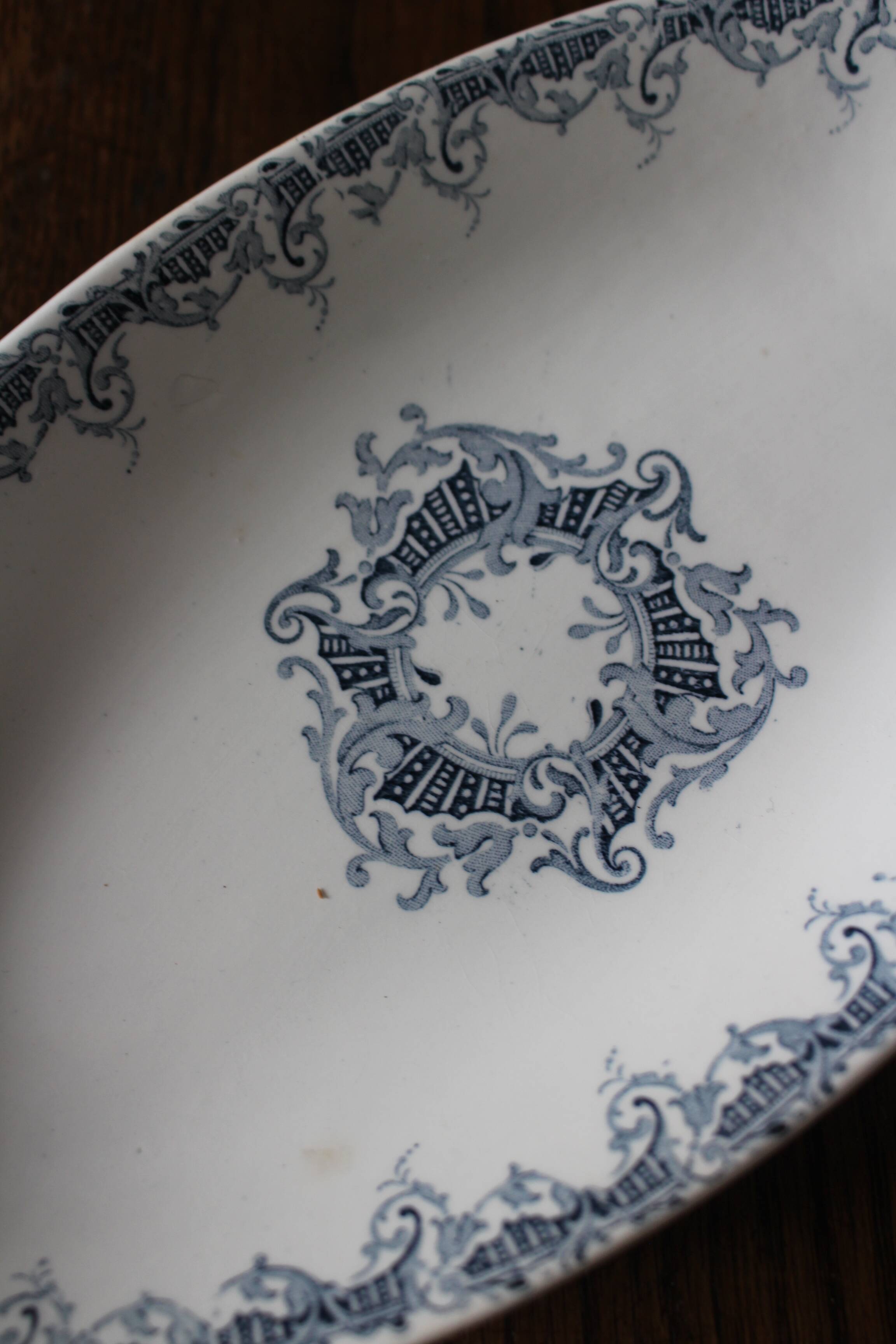 Ravier small oval dish Blue Bordure Lunéville