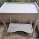 Repainted solid wood side table with lower shelf 1900