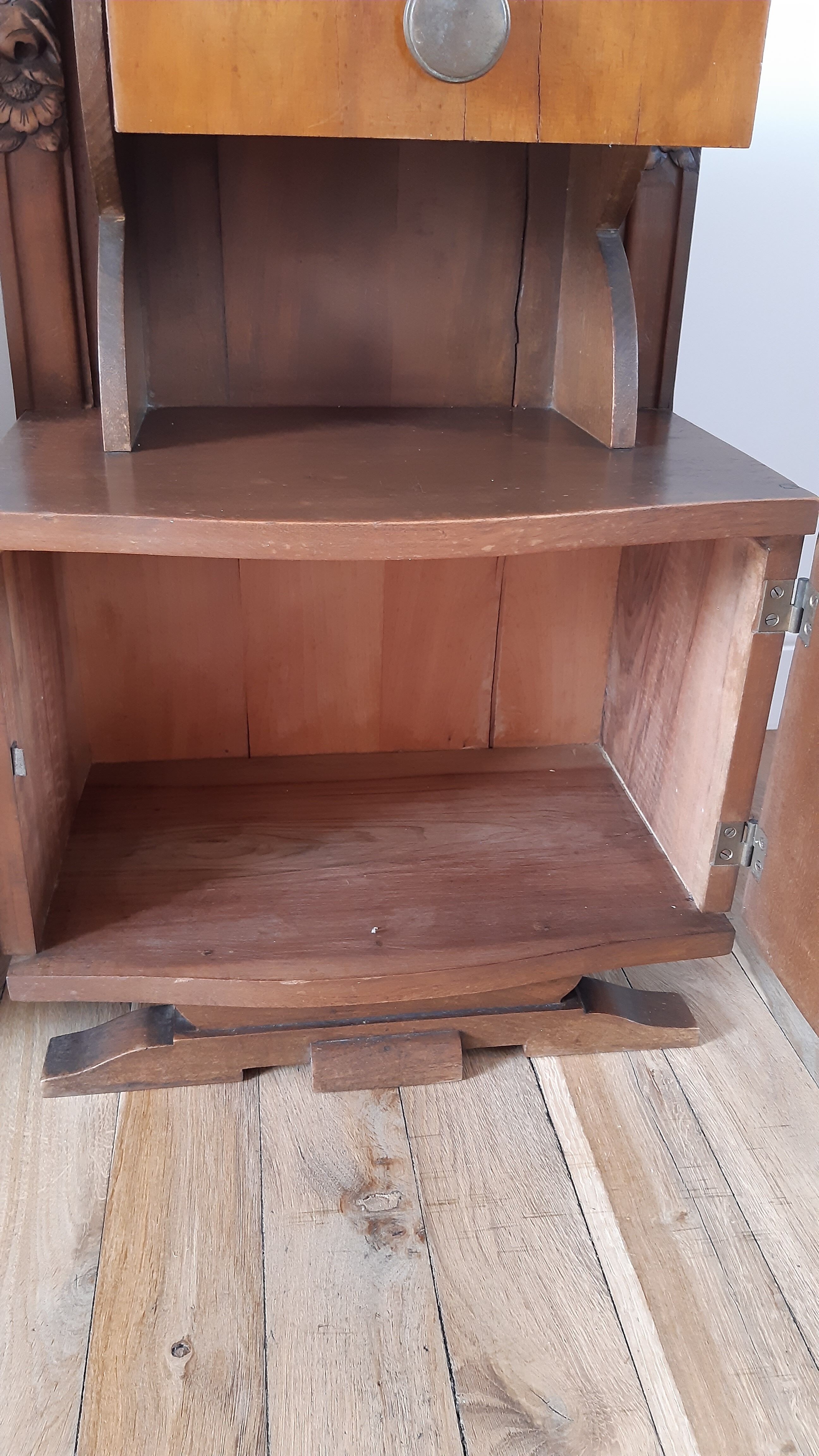 Duo of bedside tables in beech wood art deco 30s