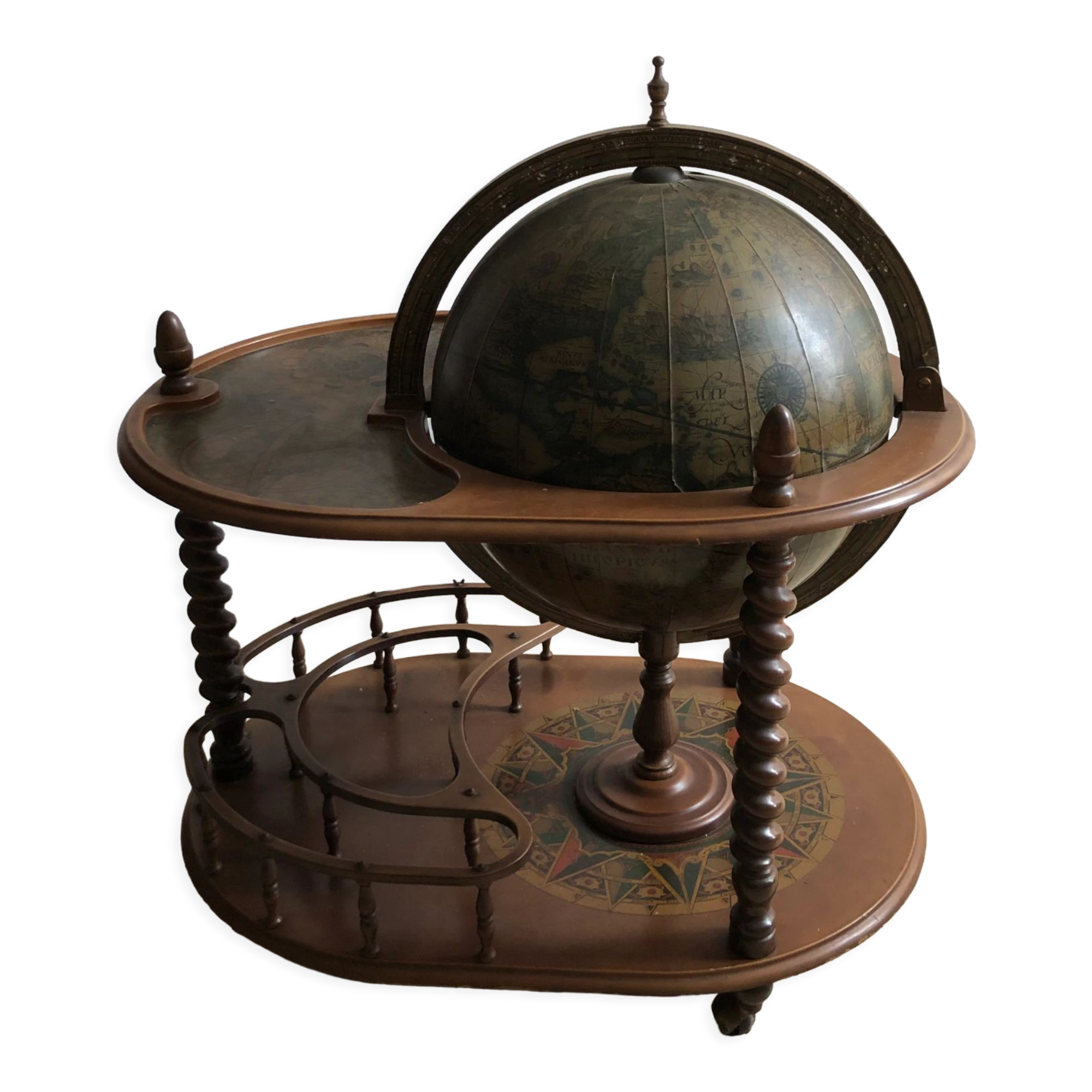 Coffee table bar world map