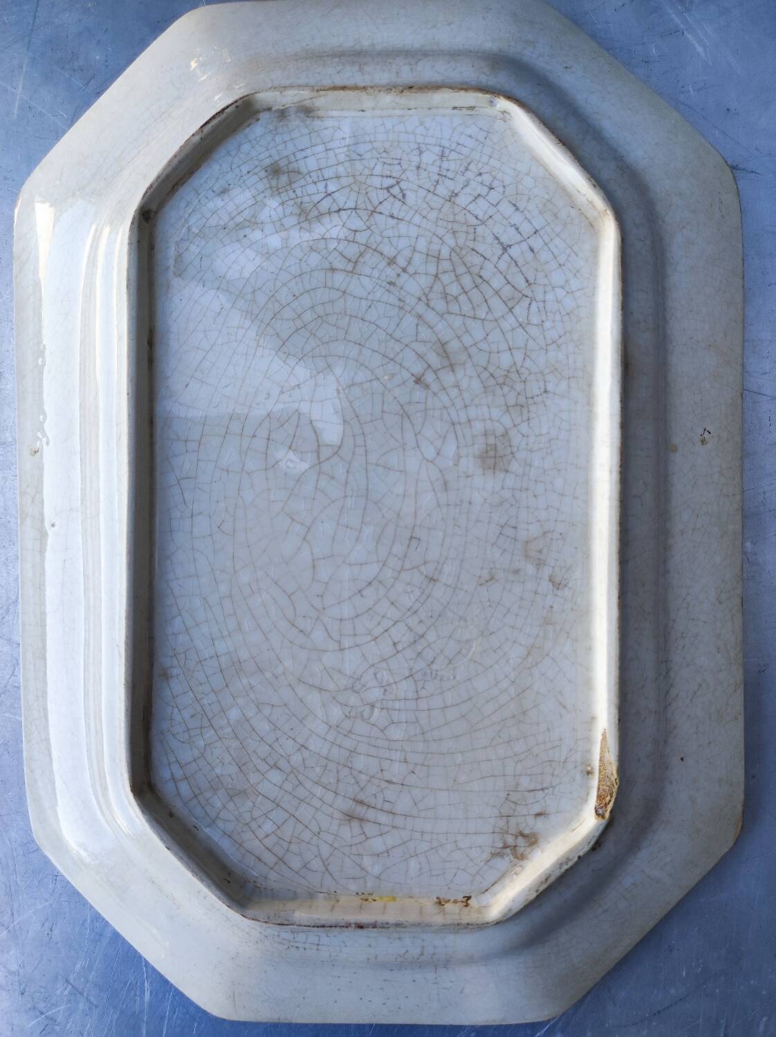 2 old earthenware dishes, one from Gien