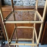 Vintage rattan and glass shelf