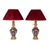 Pair of Imari porcelain and bronze lamps, circa 1880