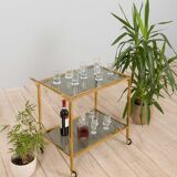 Mid-century italian brass bar cart with portable tray, 1960s