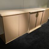 Lacquered, travertine and plexiglass sideboard, Belgo Chrom, 1970s
