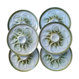 Set of six plates to oysters in faience St Amand