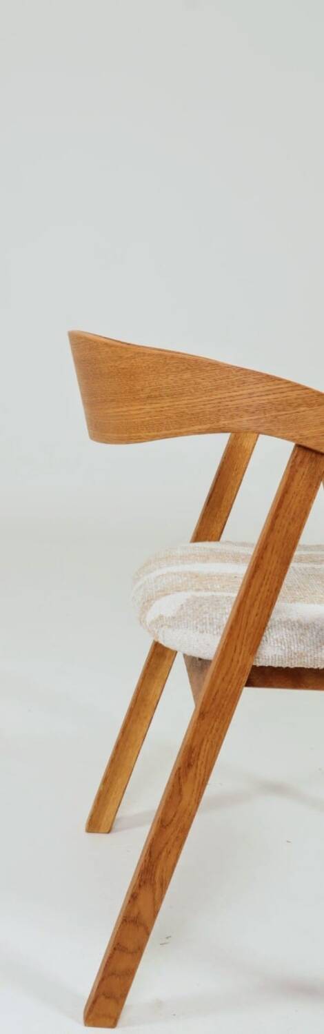 Oak dining chairs set of two, natural wood, jacquard fabric