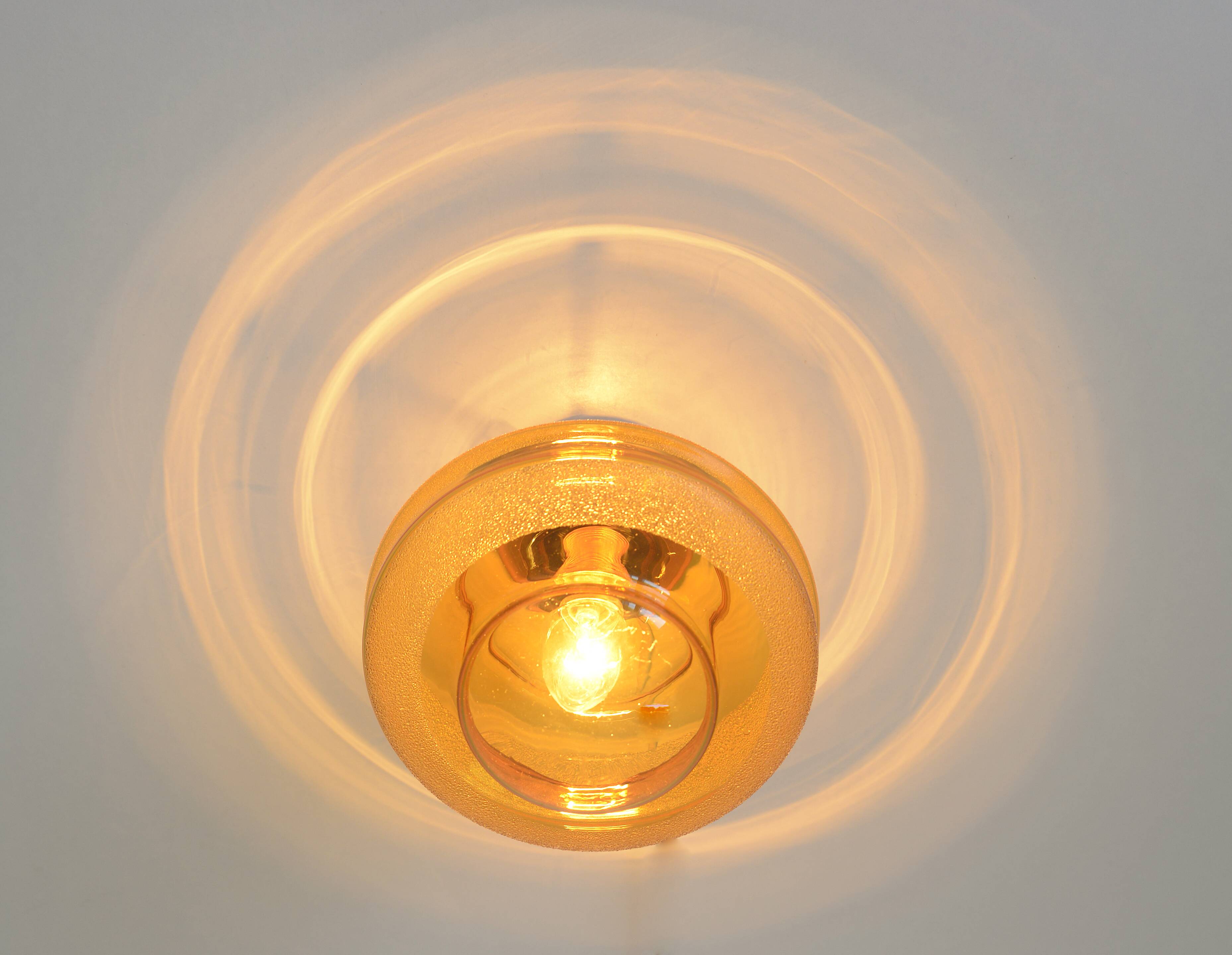 1 of 2 hand blown amber glass ceiling lights / redesign vintage wall lamps