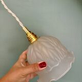 Vintage frosted glass tulip pendant light