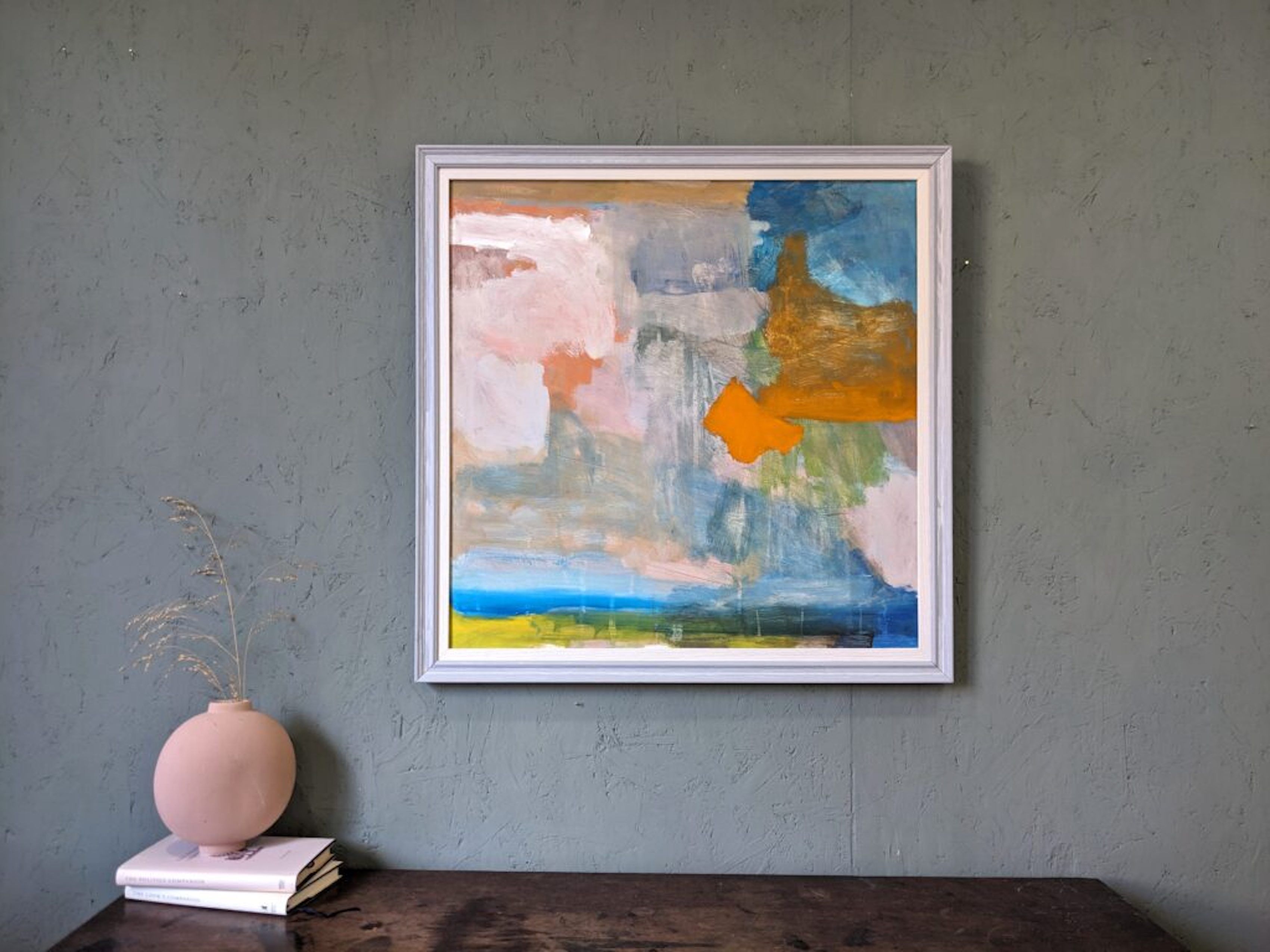 Contemporary "Summer Abstraction" Abstract Seascape by British Artist Ian Mood, Framed Oil Painting