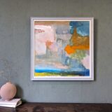 Contemporary "Summer Abstraction" Abstract Seascape by British Artist Ian Mood, Framed Oil Painting