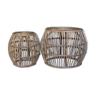 Vintage rattan tables circa 1960