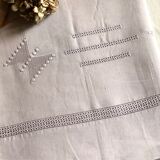 Antique sheet in pure linen tinted in mauve jacana