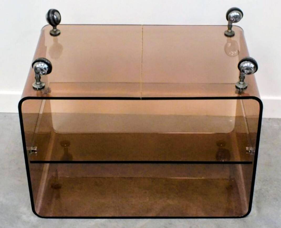 Coffee table by Michel Dumas for Roche Bobois in smoked plexiglass.