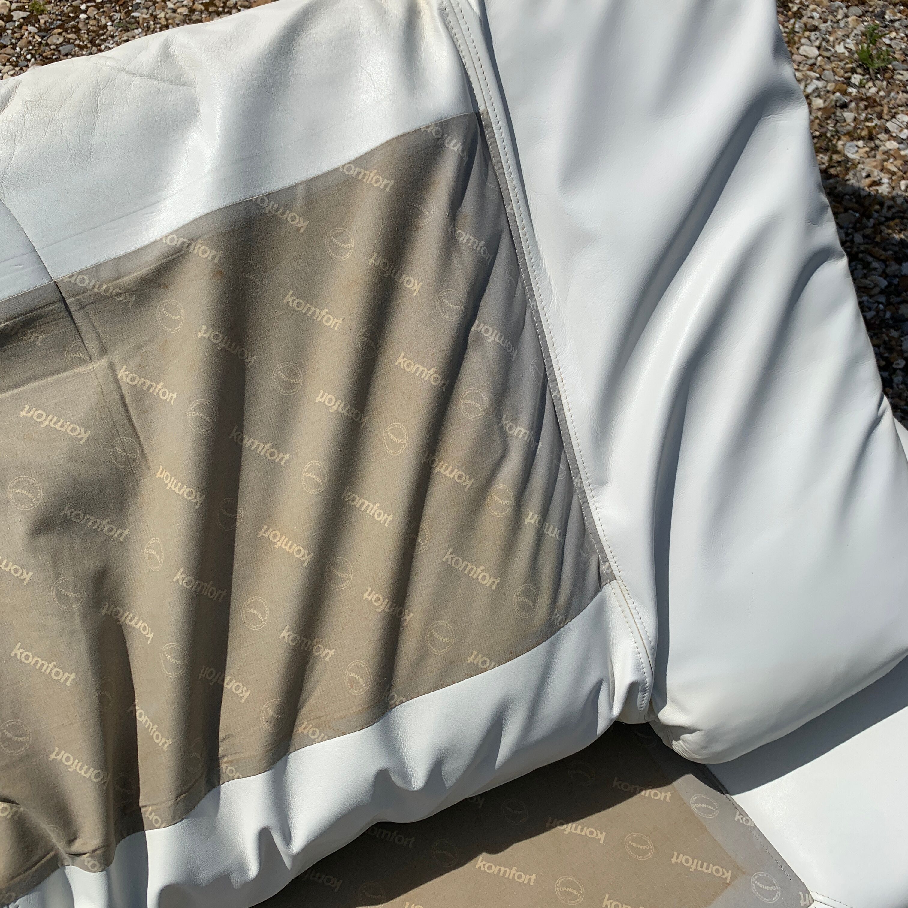 Danish Komfort white leather sofa