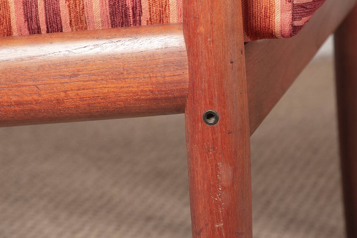 Pair of Danish armchairs in solid teak and fabric, Svend Aage Eriksen 1960.