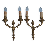 2 sculpted bronze wall lights