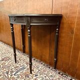 Table d'appoint, console anglaise classique noire avec plateau en cuir