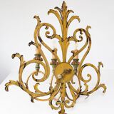 Large Italian wall lamp in gold and green metal. 90s