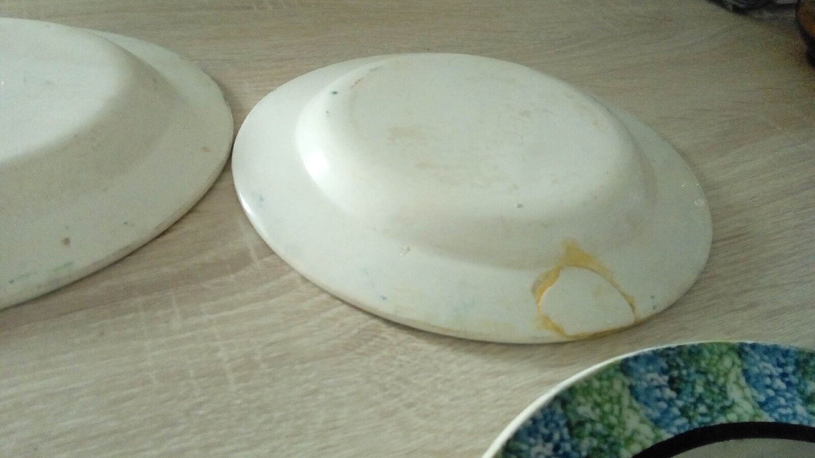 Fine earthenware plates from Forges Les Eaux, sponge decoration, late 19th century