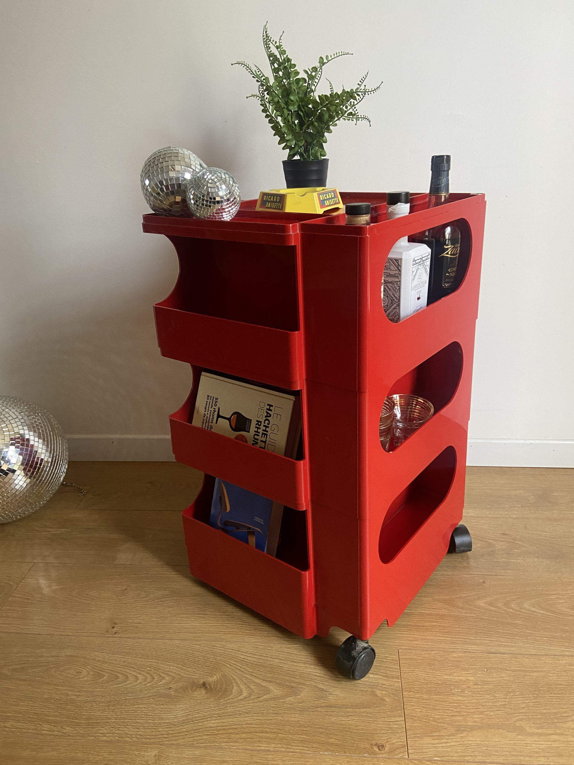 Boby red server by Joe Colombo editions Bieffeplast made in Italy