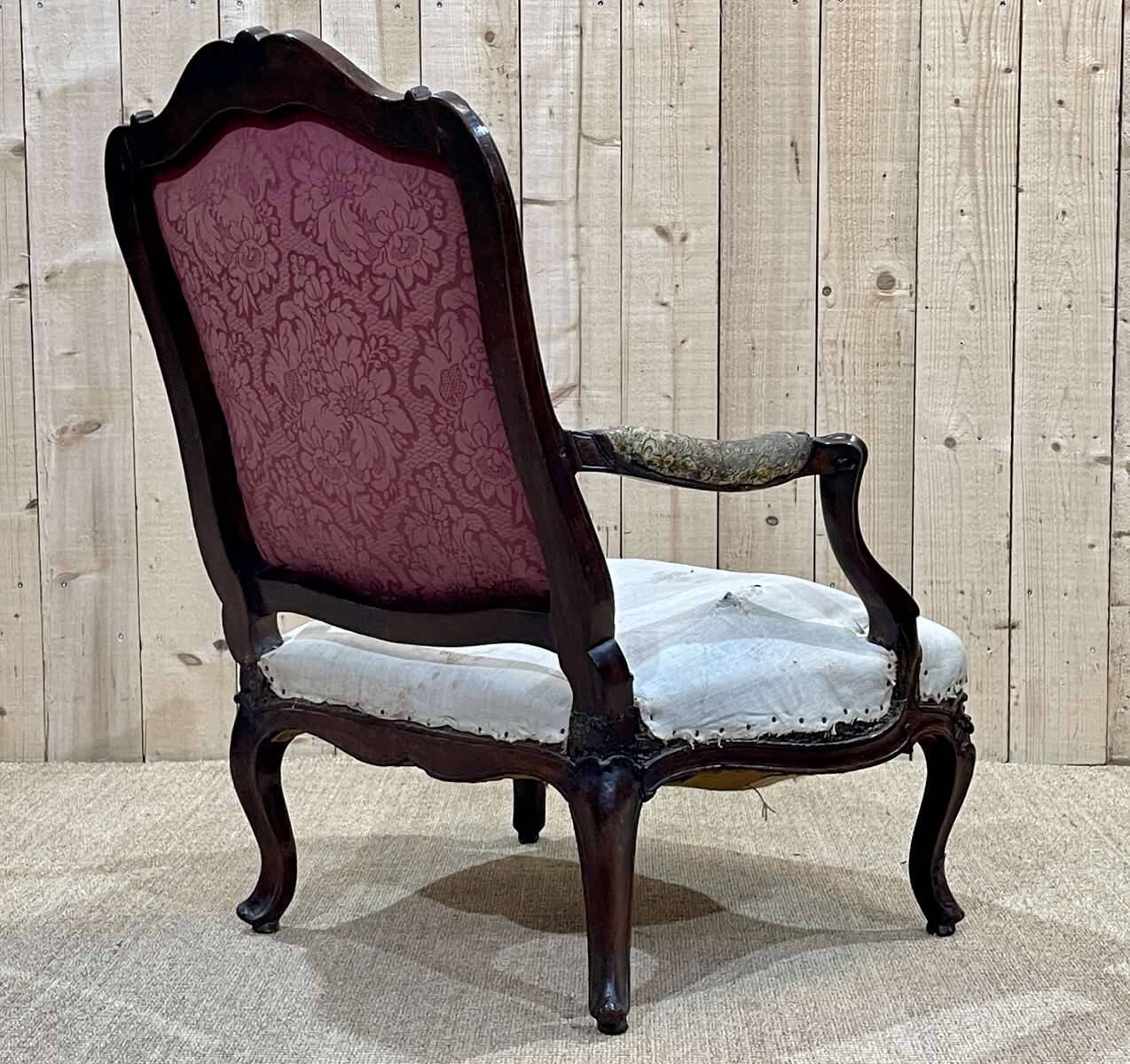 Regency period armchair in 18th century walnut to be reupholstered