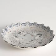 Japanese Meiji Period Light Blue Porcelain Dish with Cranes