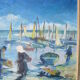 Oil board on panel depicting a signed seaside scene