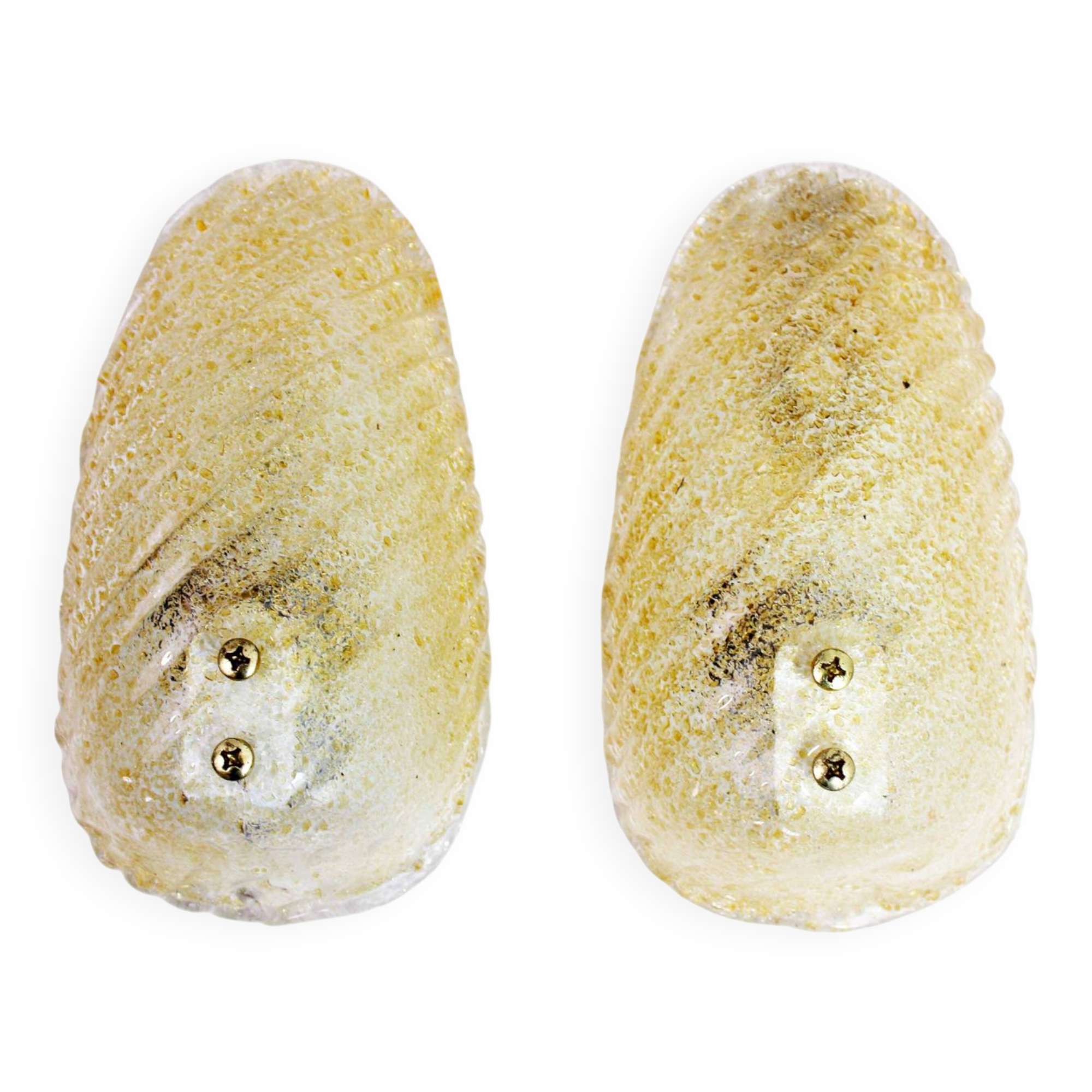 Pair of gilded glass wall lights 1970