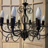 Old large chandelier ceiling light wrought iron popular art deco retro antique france