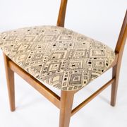 Set of six dining room chairs in teak and upholstered with light fabric, of danish design, 1960S