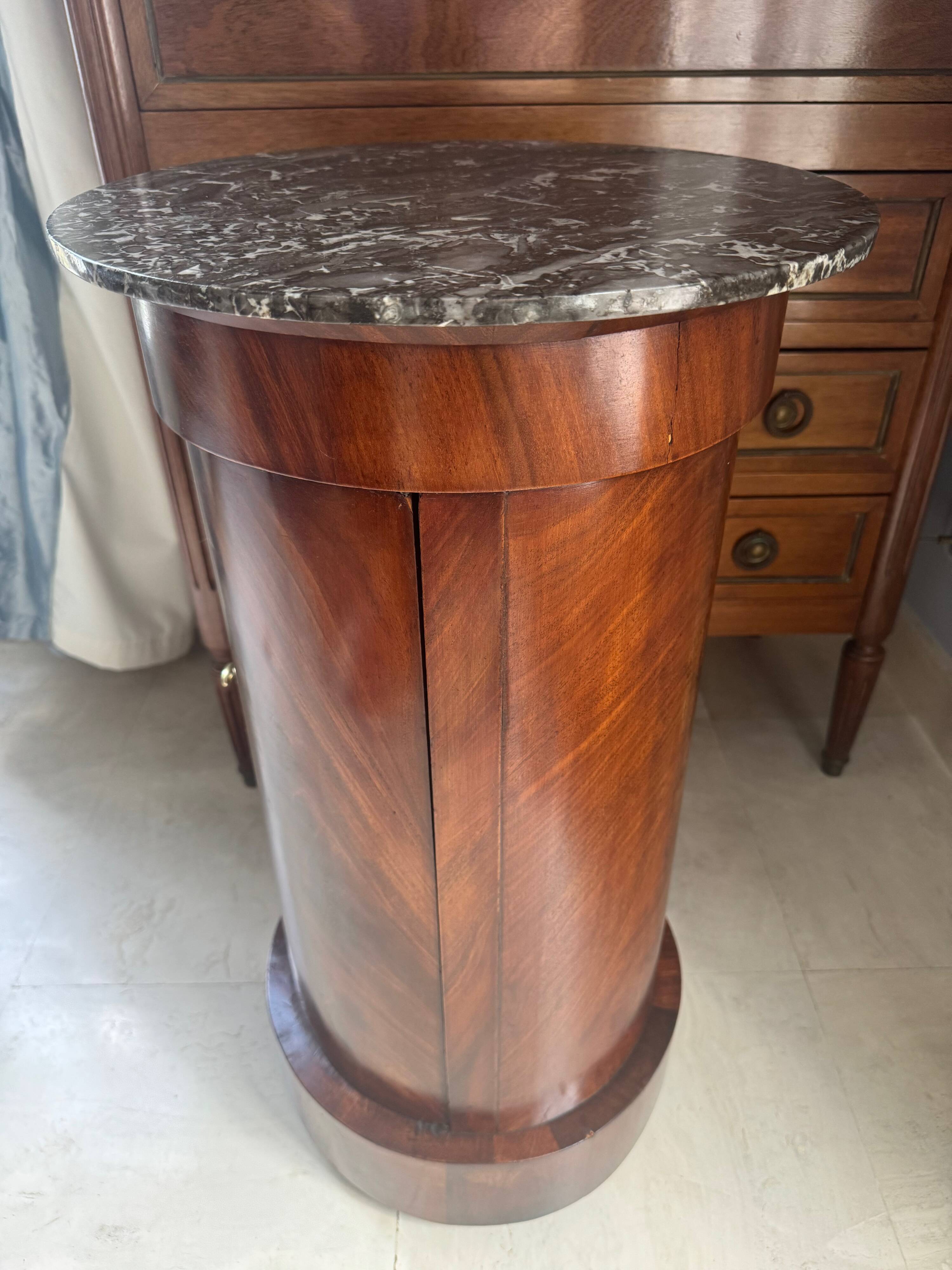 Somno Epoque Empire - Beautiful flamed mahogany - Original grey Sainte-Anne marble