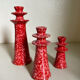 Set of ceramic candle holders tamegroute red