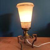 Bedside lamp metal bronze patinated tulip glass gilded edging art deco