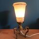 Lampe chevet métal bronze patiné tulipe verre liseré doré art déco