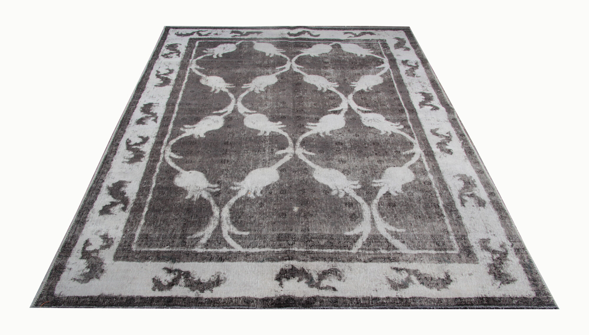 Grey overdyed persian rug traditional handmade persian carpet- 198x285cm