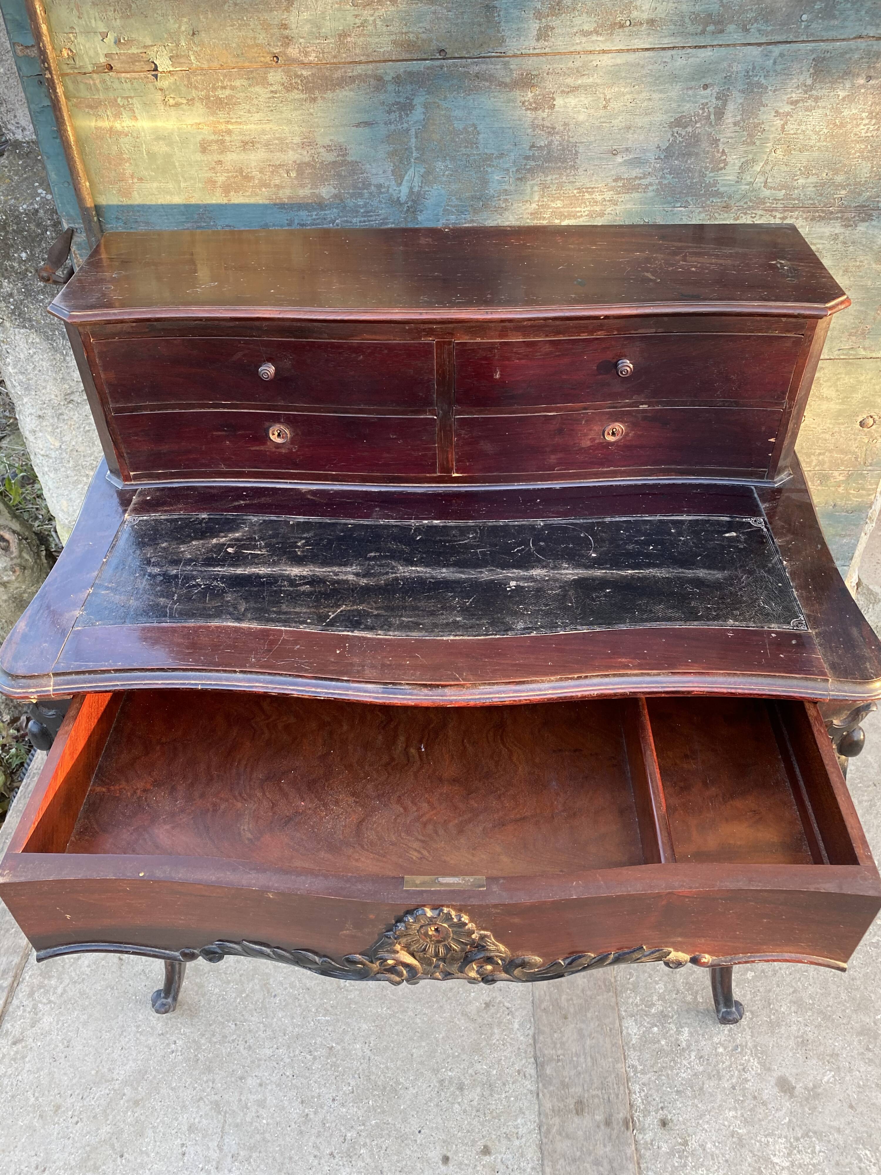 Bureau bonheur du jour Louis XV acajou 19eme