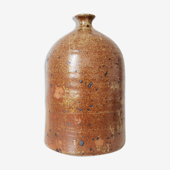 Vase bouteille en grès pyrité